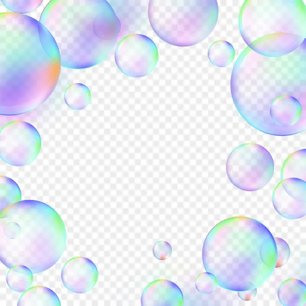 Soap Bubble Frame Isolated Transparent Background Beautiful Art Realistic Design — Stock Vector