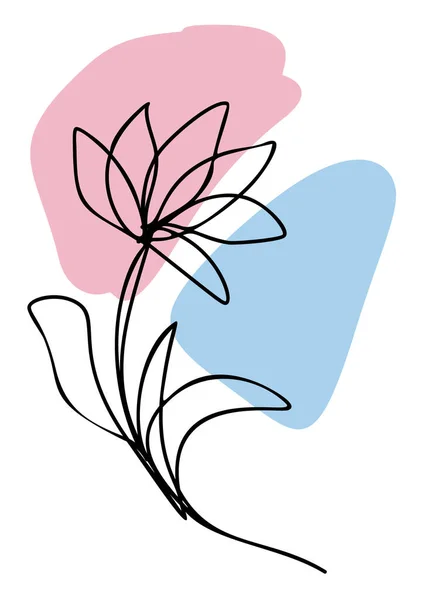 白を基調とした連続線画で斑紋のある花 線形春の植物 デザイン要素 ベクターイラスト — ストックベクタ