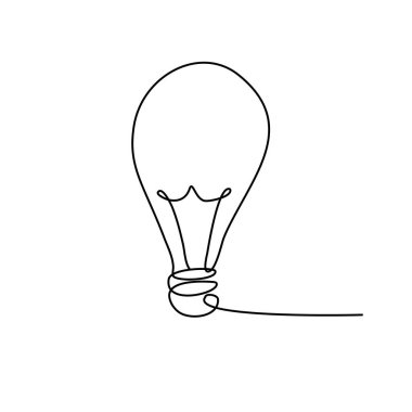 Devamlı çizim yapan bir ampul. Esrarengiz bir fikir. Düzenlenebilir darbeyle basit sanat eserlerini özetle. Vektör illüstrasyonu.