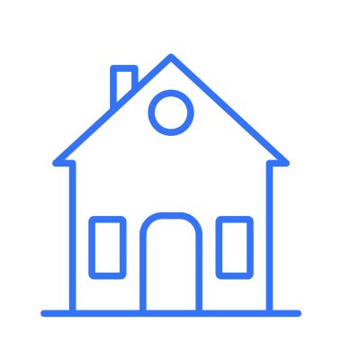 Beyaz arka planda tamamen düzenlenebilir felçli ev simgesi var. Basit emlak logosunu özetle. Çizgi sanatı evinin vektör illüstrasyonu.