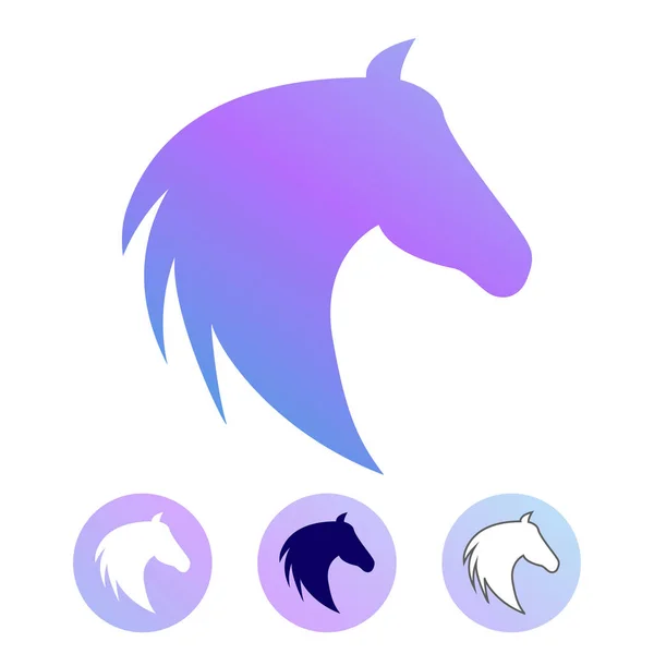 Horse Logo Modern Gradient Different Styles Mustang Head Icon Vector — Stockový vektor