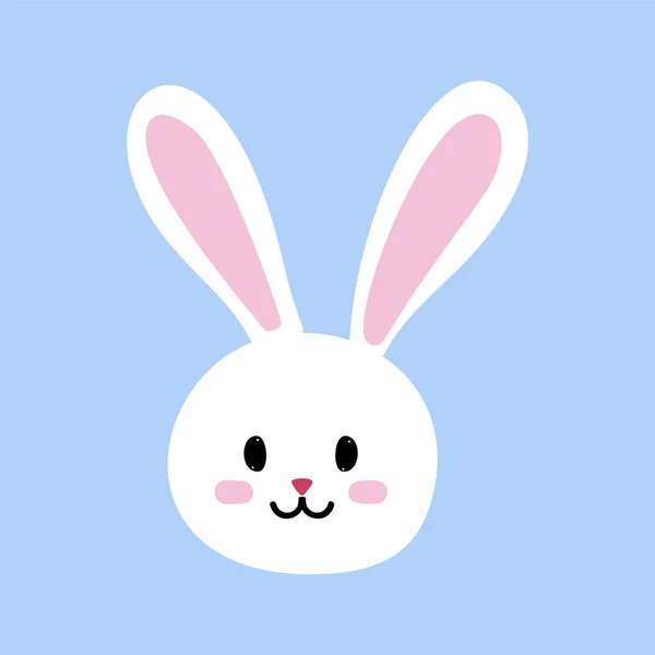 Easter Bunny Character Isolated Blue Background Funny Rabbit Face Cartoon — Vettoriale Stock