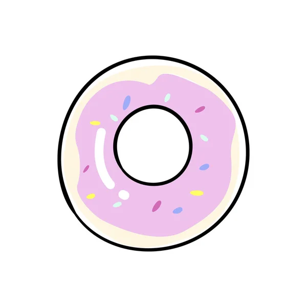 Donut Doodle Style Isolated White Background Glazed Delicious Doughnut Picture — Vettoriale Stock