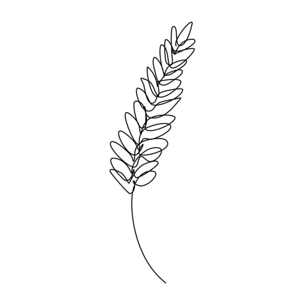Wheat Continuous Line Art Style Editable Stroke Outline Agriculture Icon — Διανυσματικό Αρχείο