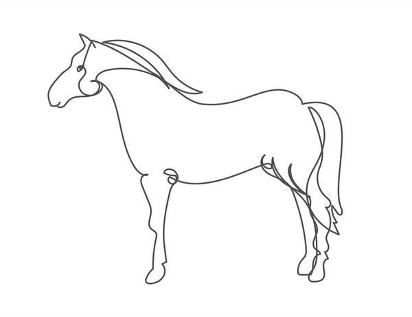 Horse Continuous Line Art Style Isolated White Background Modern Wall — Stockový vektor