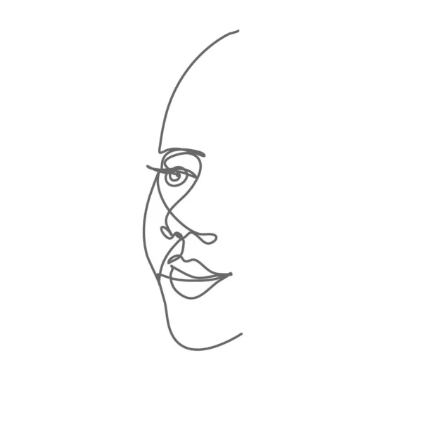 Woman Face Continuous Line Drawing Sketchy Minimalistic Female Portrait Outline —  Vetores de Stock