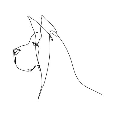 Düzenlenebilir Vuruşlar Beyaz Arkaplanda izole edilmiş Danua Dog Breed in Continuous Line Art Style 'ın Vektör Portresi. Asgari Tasarım.