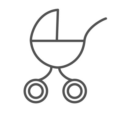 Düzenlenebilir Vuruş ile birlikte Beyaz Arkaplan 'da izole edilmiş Doğrusal Bebek Arabası. Doğum ve Yeni Doğan İşareti.