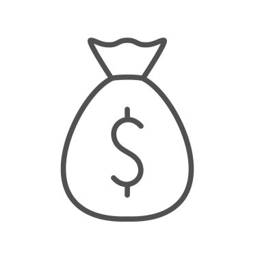 Vektör Para Çantası Doğrusal Biçimli ve Düzenlenebilir Vuruş Beyaz Arkaplanda izole edildi. İşareti Artır ve Karı Artır.