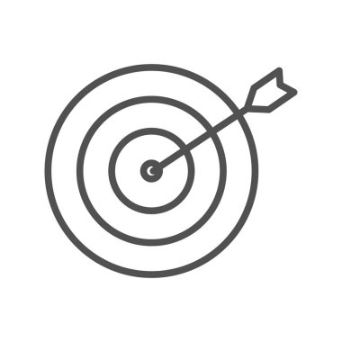 Düzenlenebilir Vuruş ile Beyaz Arkaplan 'da izole edilmiş vektör hedef doğrusal biçimi. Doğruluk ve Strateji İşareti.