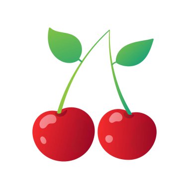 Çizgi film tarzında Vector Red Cherries Beyaz Arkaplanda izole edildi. Tekli Flat Fruit. Parlak Sanatlar.
