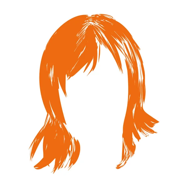 Silhouette Vectorielle Perruque Cheveux Ragged Isolé Sur Fond Blanc Elégant — Image vectorielle