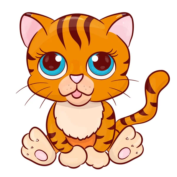 Vector Cute Tiger Charakter Cartoon Stil Wilde Babykatze Mit Großen — Stockvektor