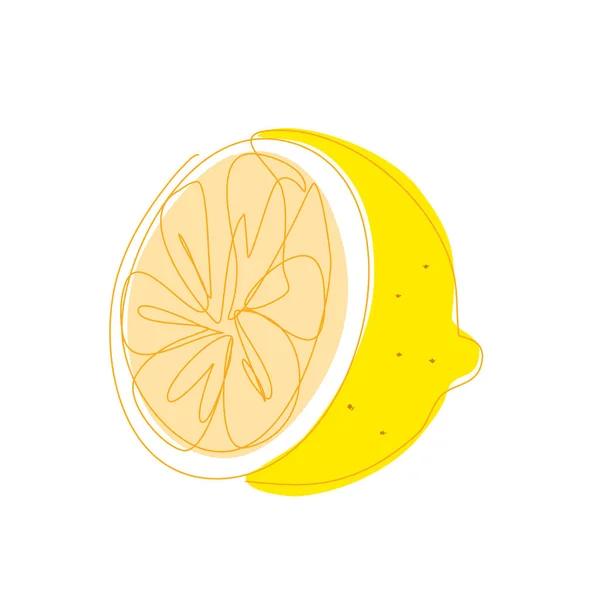 Vektor Citron Listem Souvislé Kresbě Čáry Sketchy Single Citrus Fruit — Stockový vektor