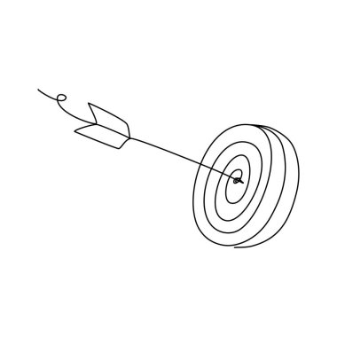 Arrow Aralıksız Çizgi Çekerken Hedef Vektörü. Sketchy Single Bullseye. Düzenlenebilir Vuruşla Basit Sanatsal Özet.