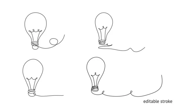 Vektorová Žárovka Výkresu Spojité Čáry Sketchy Idea Koncept Jednoduchá Tvorba — Stockový vektor