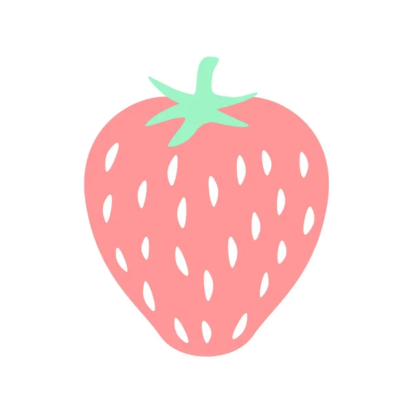 Doodle Pink Strawberry Geïsoleerd Witte Achtergrond Vector Cartoon Berry — Stockvector