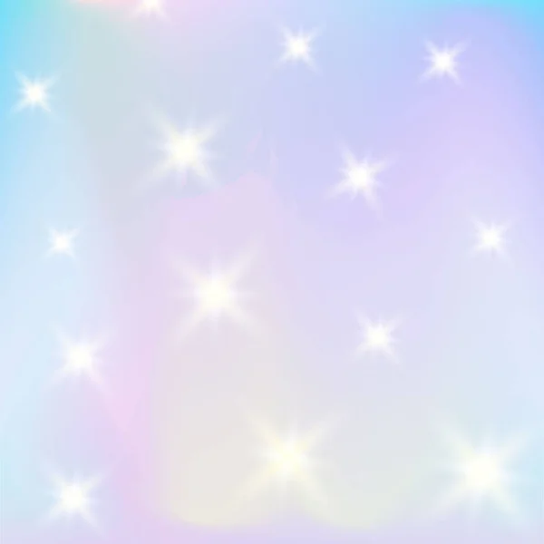 Hologram Background Shiny Stars ユニコーンファンタジー壁紙テンプレート ベクトル美しい虹のパターン — ストックベクタ