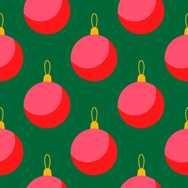 Рождественский Векторный Векторный Бесшовный Узор Безделушками Дизайна Зимних Праздников Яркие — стоковый вектор