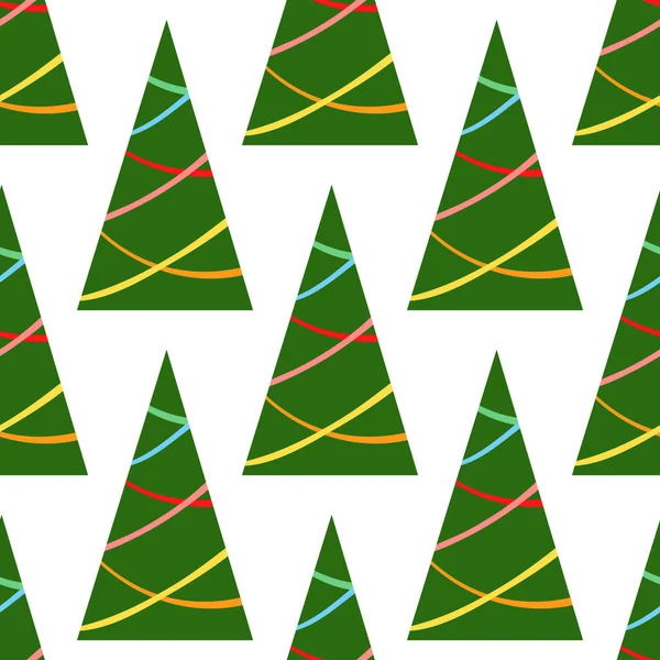 圣诞树无缝图案的扁平风格 矢量Xmas假日无限背景 可用于剪贴设计 — 图库矢量图片