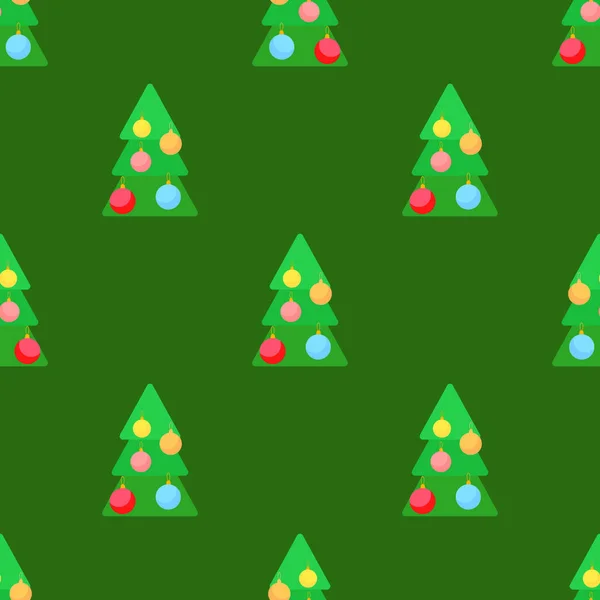 Patrón Sin Costura Del Árbol Navidad Estilo Plano Vector Xmas — Archivo Imágenes Vectoriales