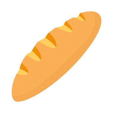 Fransız Ekmek Vektörü İllüstrasyonu Beyaz Arkaplanda İzole Edildi. Baget Şablonu Düz Biçimli. Çizgi film Lezzetli Ekmek.