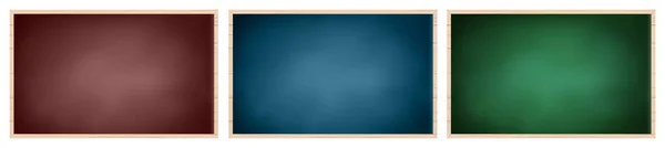 Classroom Chalkboard Vector Realistic Set Isolated White Background Brown Blue — Stock Vector