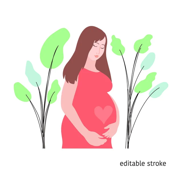Mujer Embarazada Estilo Plano Moderno Concepto Maternidad Ilustración Vectorial — Archivo Imágenes Vectoriales