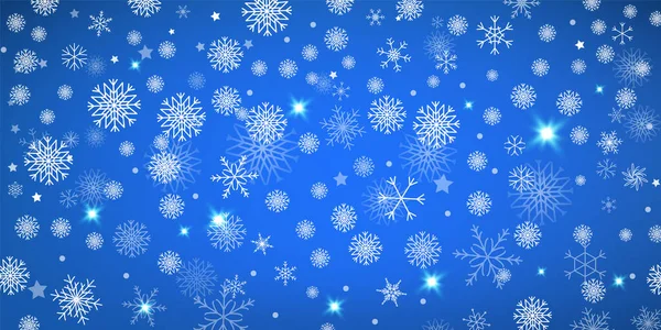 Снегопад Сошел Праздничном Голубом Фоне Стиле Ретро Векторные Обои Снежинка — стоковый вектор