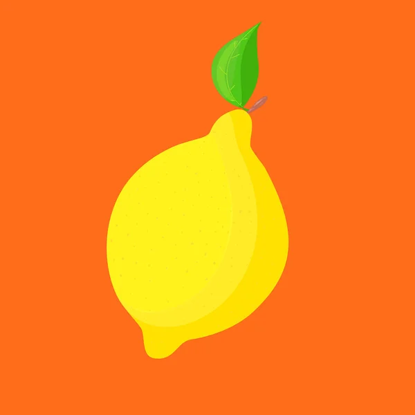 Gelbe Zitrone Cartoon Stil Isoliert Auf Orangefarbenem Hintergrund Premium Vektor — Stockvektor