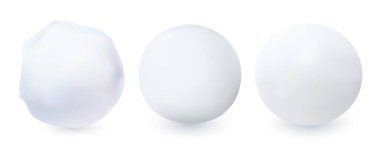 Beyaz Arkaplanda İzole Edilmiş Gerçekçi Tarzlı Kartopu Seti. Kış Tasarım Elemanı. Vektör İllüstrasyonu.