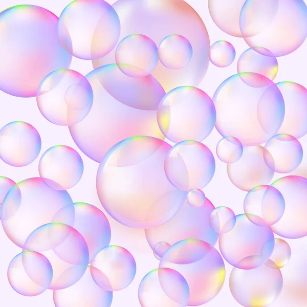 矢量肥皂泡背景与透明的现实风格 彩虹球壁纸 矢量说明 — 图库矢量图片