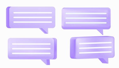 Violet Konuşma Baloncukları Yumuşak Arkaplanda izole edildi. Sosyal medya simgeleri. Tasarımınız için Vektör İllüstrasyonu.