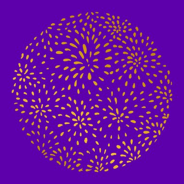 Vektör Altın Soyut Yuvarlak Renkli Arkaplan. El yapımı Doodle Circle stili. Sosyal Medya Tasarımı için Şablon, Posterler.