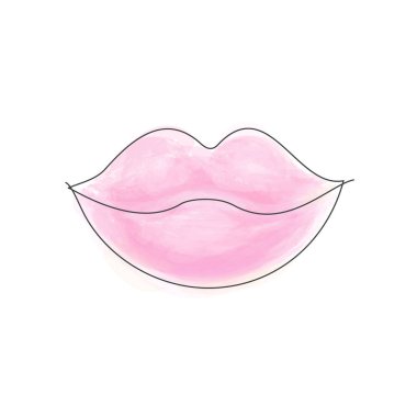 Art of Woman Lips in Continuous Line Art Style ile birlikte düzenlenebilir vuruş beyaz arka planda izole edildi. Tasarımınız için Vektör İllüstrasyonu.