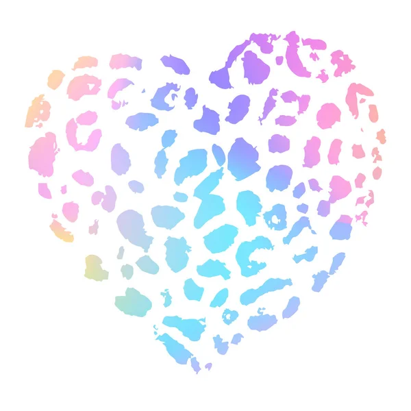 Vector Pastel Neon Wild Leopard Heart Print Χειροποίητη Τεχνική — Διανυσματικό Αρχείο