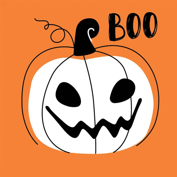 Szczęśliwego Halloween Ilustracja Dyni Jack Latarni Wściekłą Twarzą Mówiąc Boo — Wektor stockowy