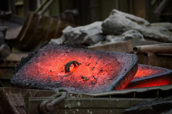 Plate of hot metal at a steel mill
