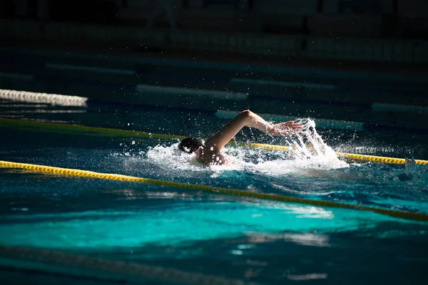 Nadador Nada Livre Piscina Bela Luz Solar — Fotografia de Stock