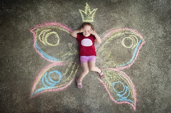 Little girl Butterfly, HIDE AND SEEK — Stock fotografie