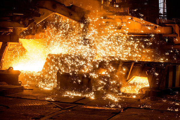 blast furnace with sparks