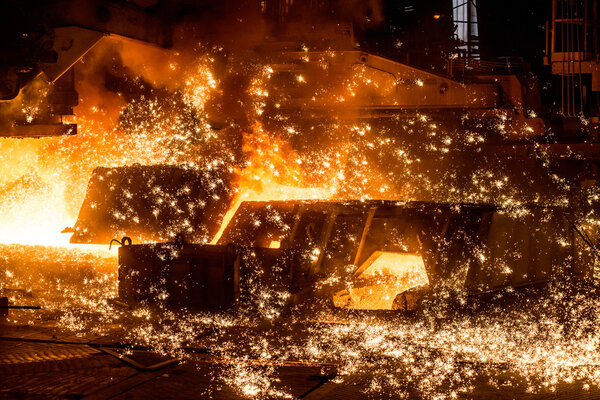 blast furnace with sparks