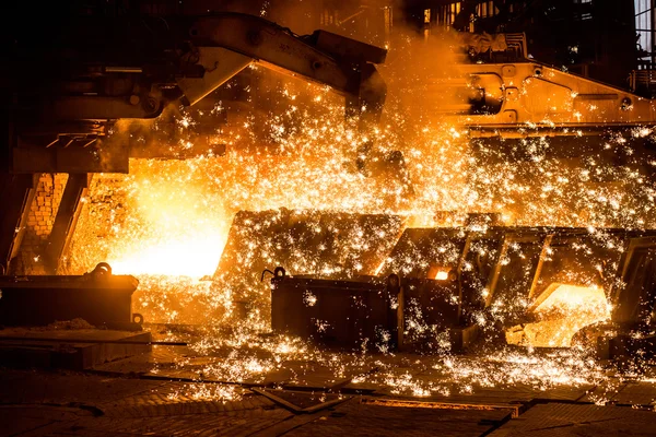 Blast furnace with sparks — Stock Photo, Image