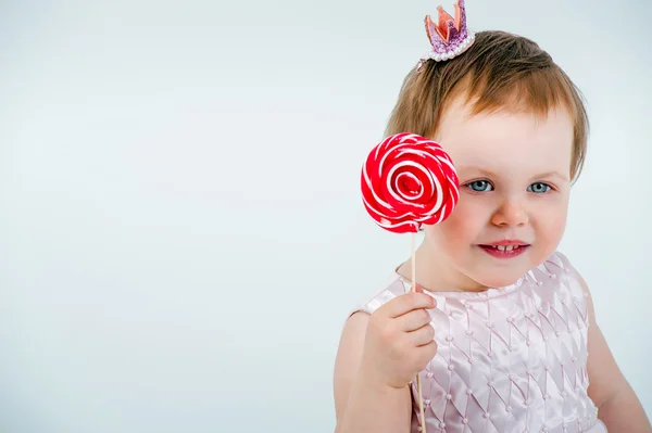 Little Girl with Candy cane — Stock Photo, Image