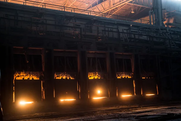 Very rare close view of working open hearth furnace — Stock Photo, Image