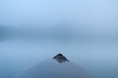 Stone in mountain lake, minimalism clipart