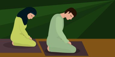  Karı koca namaz kılıyor, din İslam.