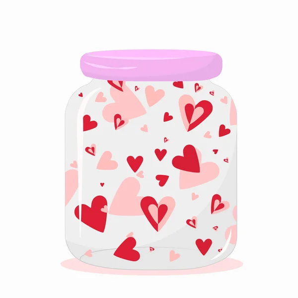 Jar Filled Hearts Illustration Valentine Day — Stock Vector