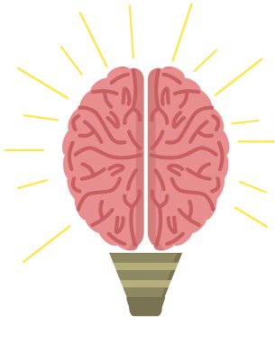 Yaratıcı bir fikrin teması olan ampul şeklindeki beyin.