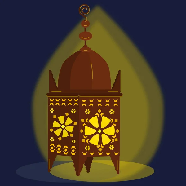 Lanterna Luminosa Marocchina Sfondo Scuro Illustrazione Contrasto — Vettoriale Stock